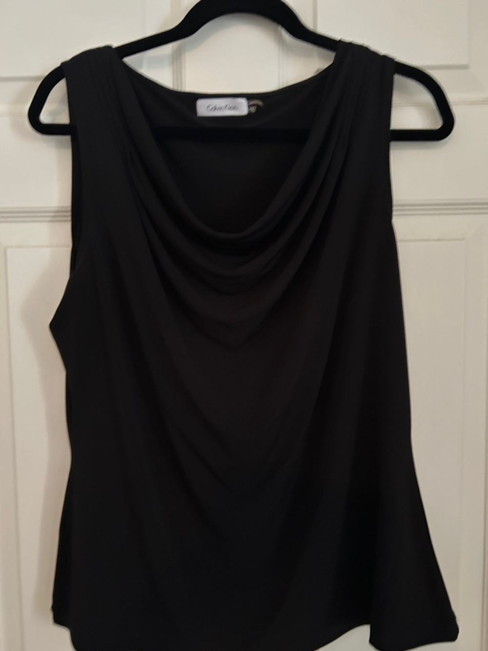 Calvin Klein Black Draped Cowl Neck Tank